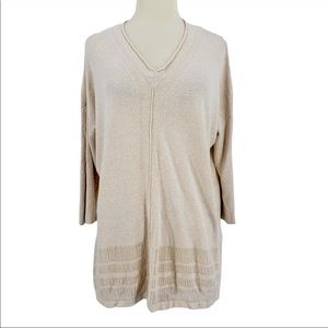 Rachel Zoe Cream 3/4 Sleeve V Neck Sweater